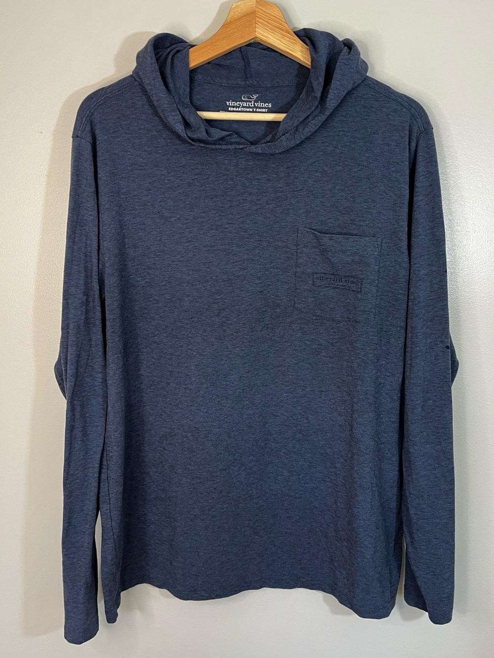 Vineyard Vines Edgartown Blue Long-Sleeve Hooded Crewneck Performance T-Shirt M